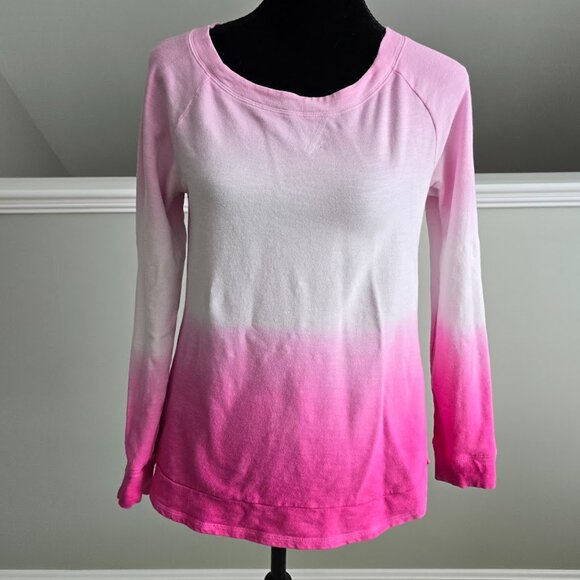 T by Talbots Sweatshirt Pink Ombre Gradient Tie Dye Long Sleeve Stretch Size XS - Picture 3 of 8
